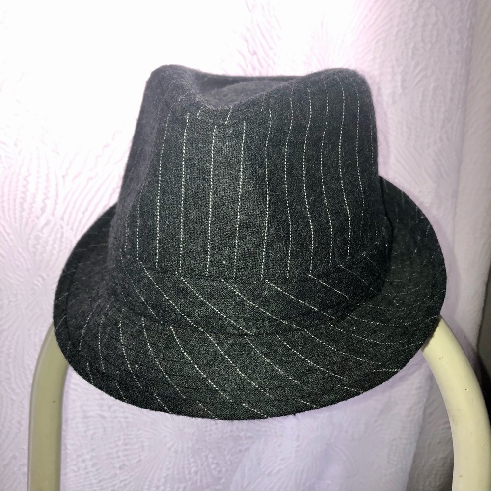 Dark gray pinstripe fedora